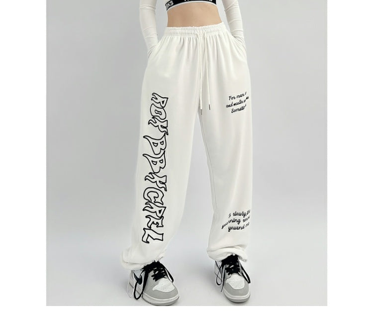 American Black Sweatpants Women's Loose Tappered Design Sense Niche Street Dance Hip-Hop Sweatpants Jazz Dance Pants National Fashion