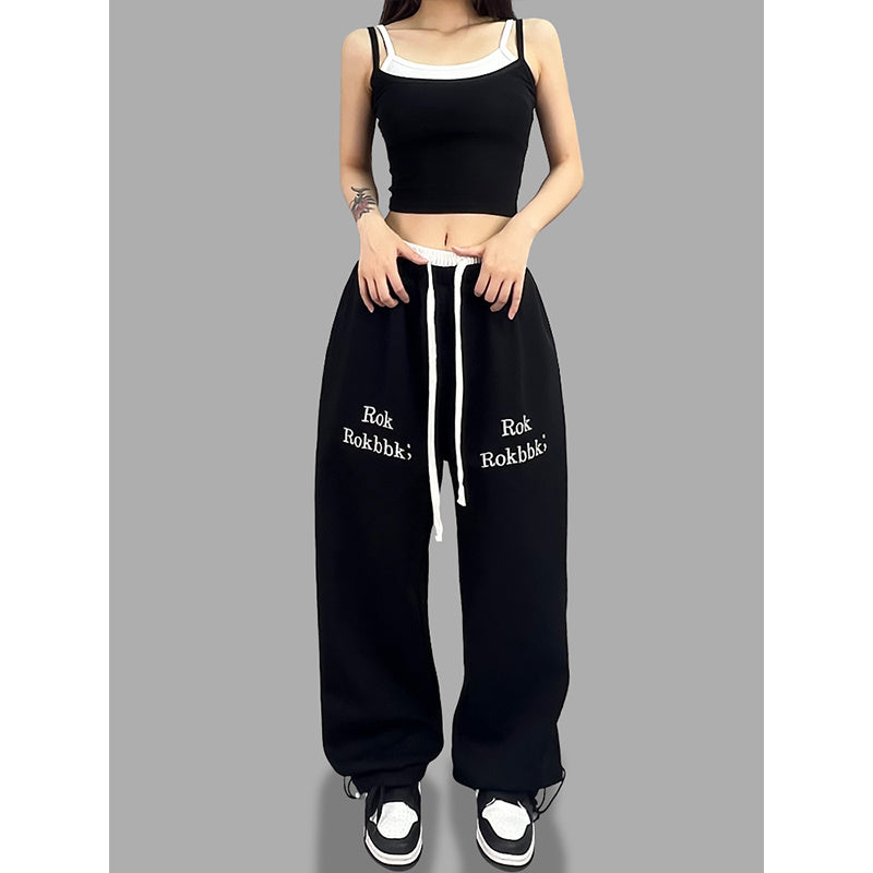 ROKBBK-K/Rokbbk-K Street Dance Fashion Brand Jazz DancejazzDouble Waist Printed TrousershiphopWomen's Sports Suit