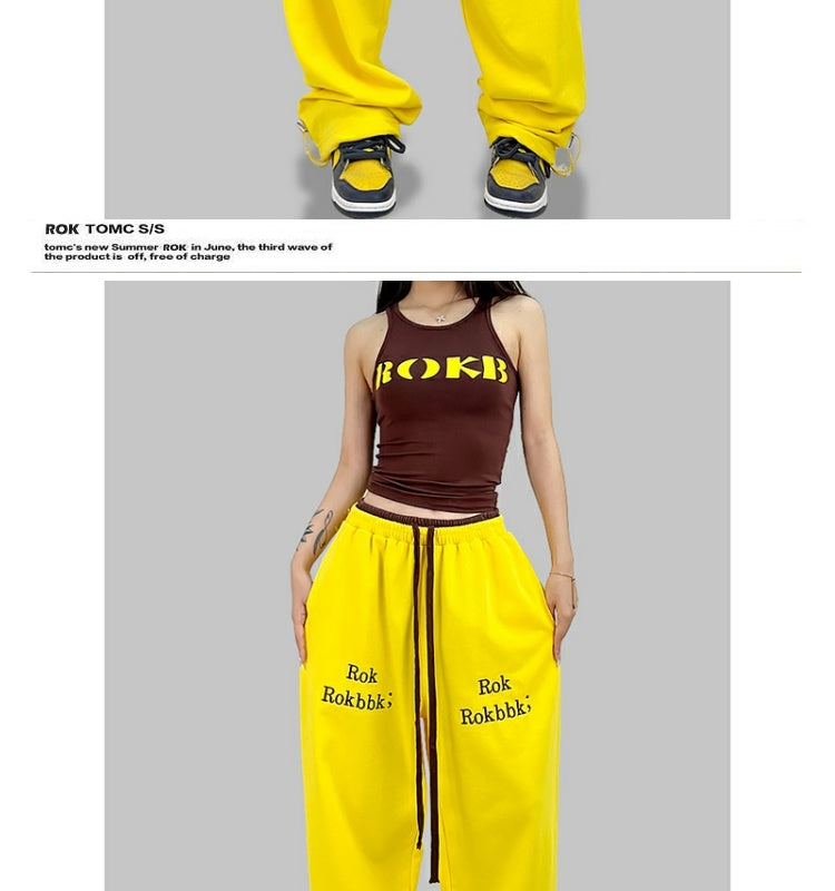 ROKBBK-K/Rokbbk-K Street Dance Fashion Brand JazzhiphopWomen's Double Waist Printed TrousersjazzSports Suit