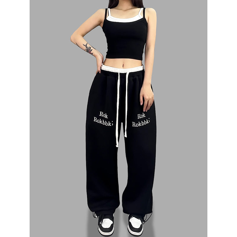 ROKBBK-K/Rokbbk-K Street Dance Fashion Brand Jazz DancejazzDouble Waist Printed TrousershiphopWomen's Sports Suit