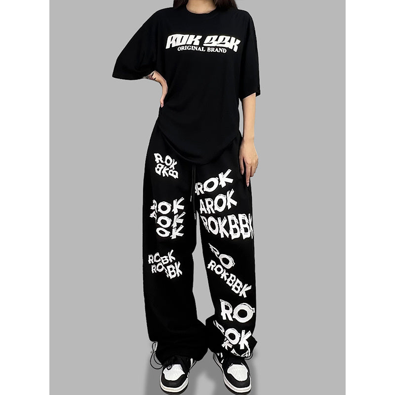 ROKBBK-K/Rokbbk-K Street Dance Fashion Brand Sports Style with Letters DancingjazzWomen's Trousers JazzhiphopSuit Tide