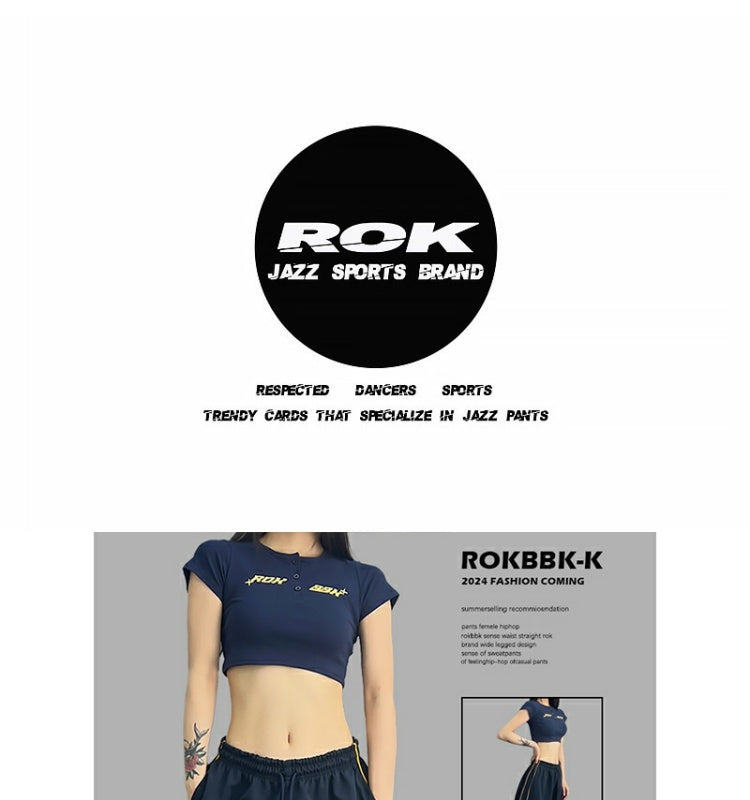 ROKBBK-K/Rokbbk-K Street Dance Fashion Brand Personalized Color Matching Jazz Dance Pants Women's American Style Hip Hop Street Sports Pants