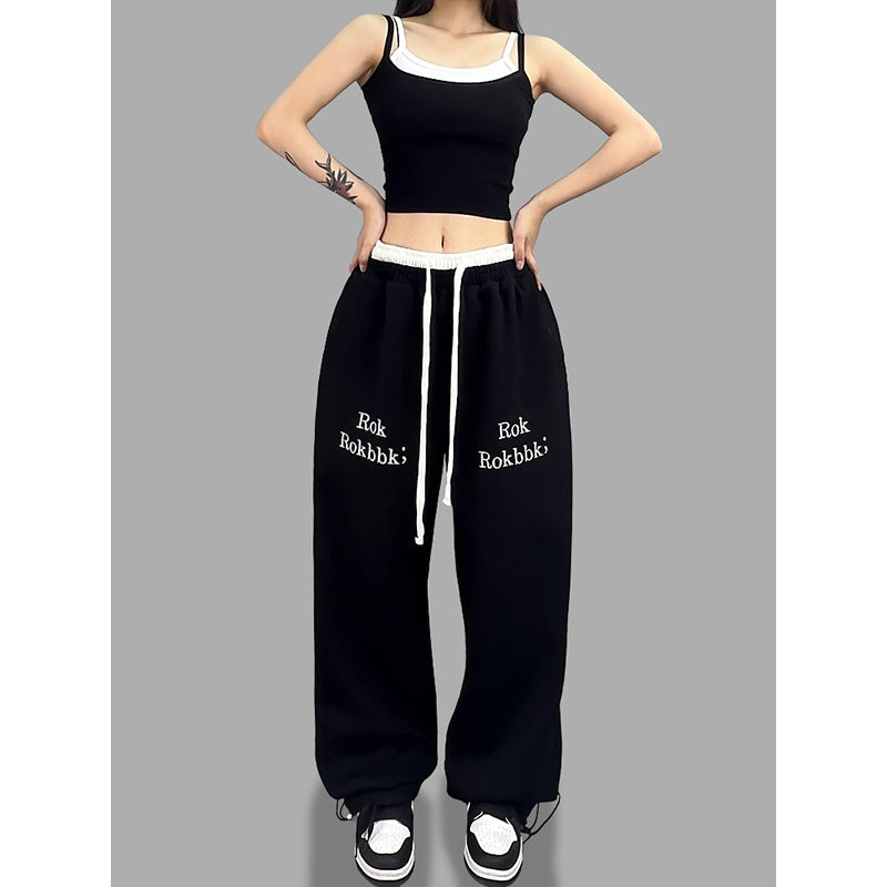 ROKBBK-K/Rokbbk-K Street Dance Fashion Brand Jazz DancejazzDouble Waist Printed TrousershiphopWomen's Sports Suit