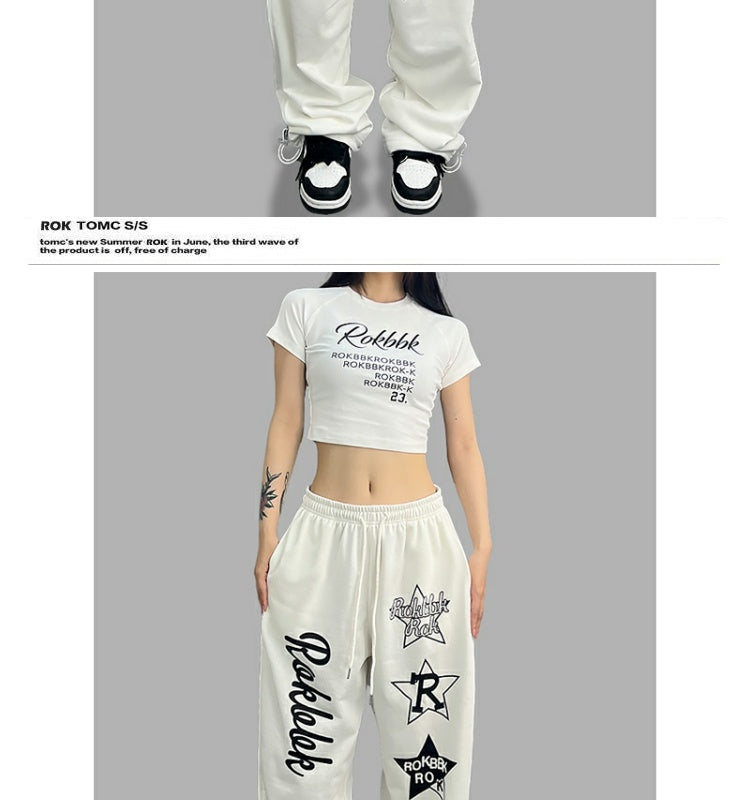 ROKBBK-K/Rokbbk-K Street Dance Fashion Brand JazzhiphopDance Letter PrintingjazzDancing Sports Pants Female