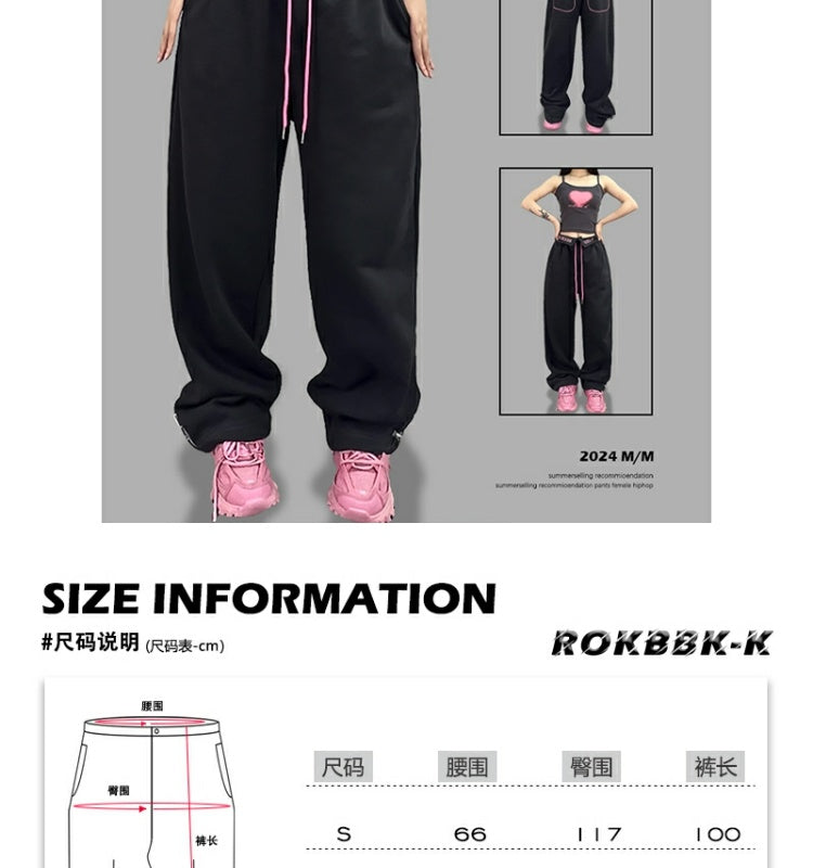 ROKBBK-K/Rokbbk-K Street Dance Fashion Brand Charcoal Gray Waist-Turning SportshiphopSuit Women's Jazz Sports Trousers