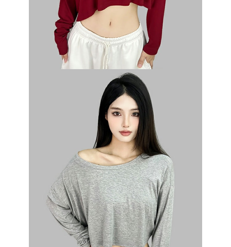 ROKBBK-K/Rokbbk-K Hip Hop Fashion Brand Solid Color Clean Version Lazy Dancing Long Sleeve WomenjazzSports casual top