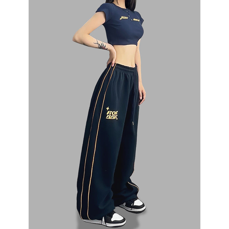 ROKBBK-K/Rokbbk-K Street Dance Fashion Brand Personalized Color Matching Jazz Dance Pants Women's American Style Hip Hop Street Sports Pants