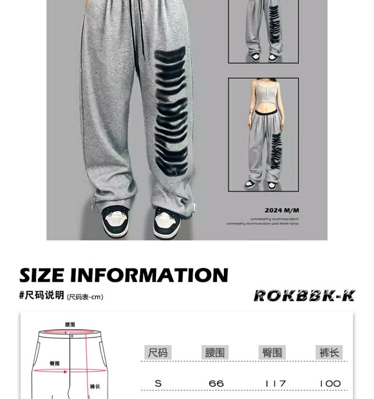 ROKBBK-K/Rokbbk-K Street Dance Fashion Brand JazzhiphopPrinted Gray Trousers Women's Dancing Track Sweatpants Tide