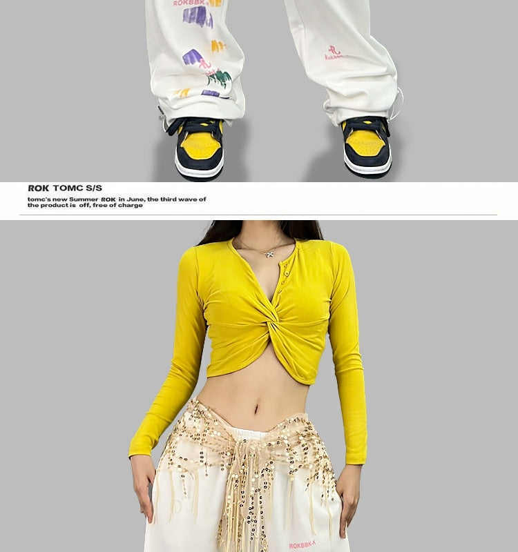 ROKBBK－K/Rokbbk-K Hip Hop Fashion Brand Colorful Cherry Blossom JazzhiphopSuit Women's Dancing Sports Trousers Tide