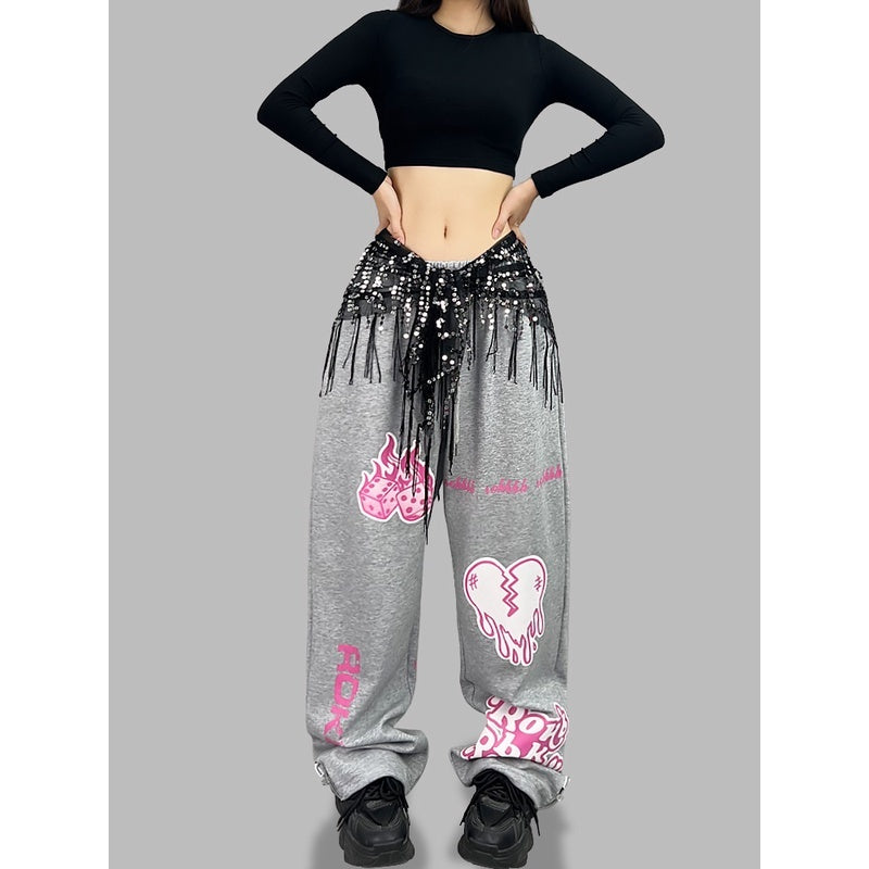 ROKBBK－K/Rokbbk-K Street Dance Fashion Brand Dice Printing Dancing JazzjazzTrousers Women's Sports Suit Clothing
