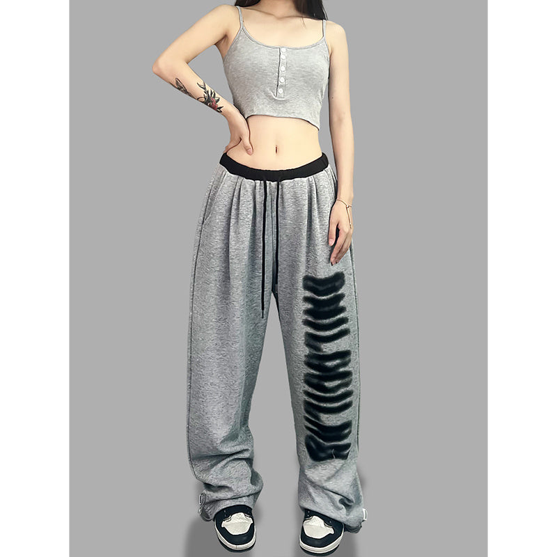 ROKBBK-K/Rokbbk-K Street Dance Fashion Brand JazzhiphopPrinted Gray Trousers Women's Dancing Track Sweatpants Tide