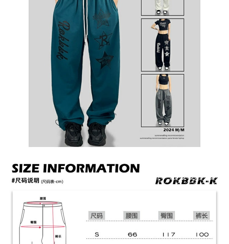 ROKBBK-K/Rokbbk-K Street Dance Fashion Brand JazzhiphopDance Letter PrintingjazzDancing Sports Pants Female