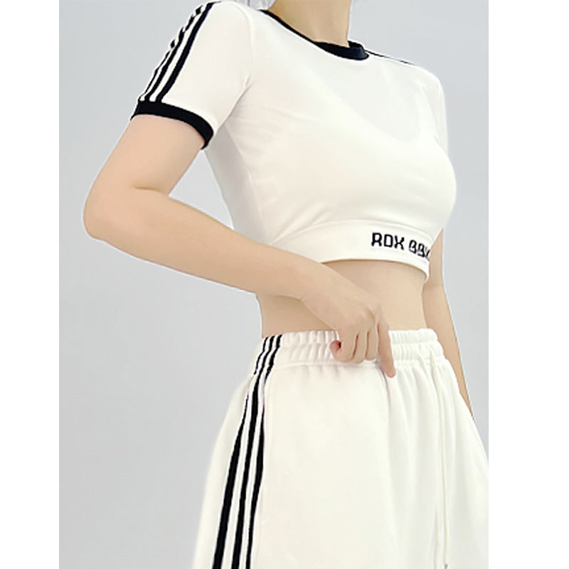 ROKBBK-K/Rokbbk-K Street DancehiphopThree-Stripe Track Pants Jazz DancejazzWomen's Black and White Pants