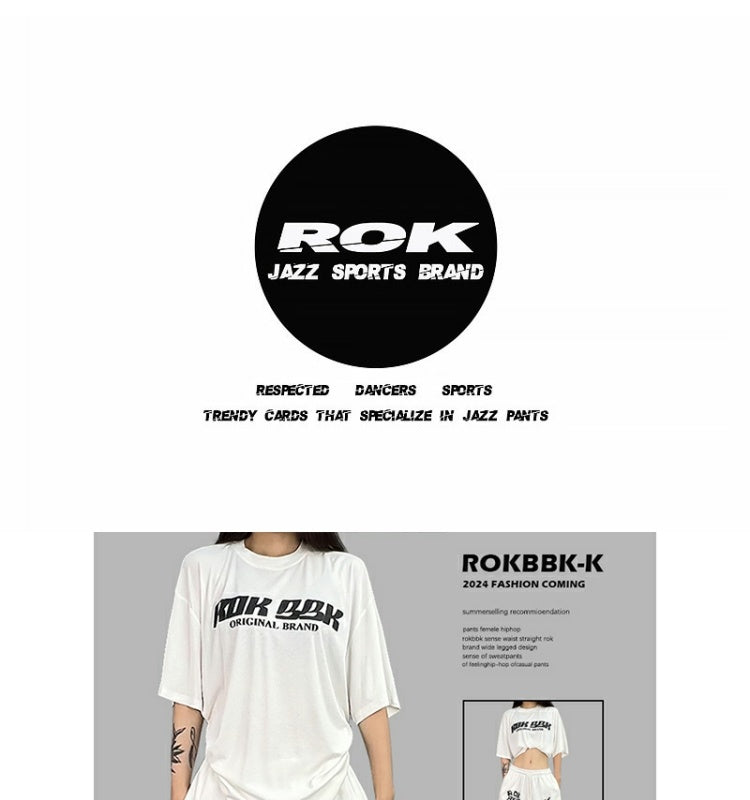 ROKBBK-K/Rokbbk-K Street Dance Fashion Brand Sports Style with Letters DancingjazzWomen's Trousers JazzhiphopSuit Tide