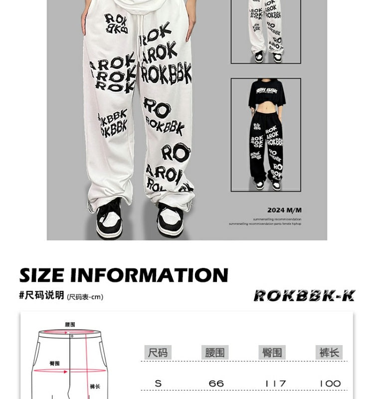 ROKBBK-K/Rokbbk-K Street Dance Fashion Brand Sports Style with Letters DancingjazzWomen's Trousers JazzhiphopSuit Tide