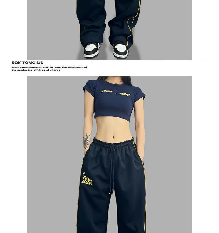 ROKBBK-K/Rokbbk-K Street Dance Fashion Brand Personalized Color Matching Jazz Dance Pants Women's American Style Hip Hop Street Sports Pants