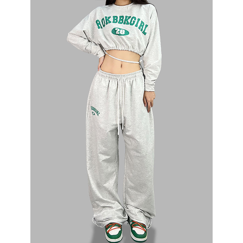 ROKBBK-K/Rokbbk-K Street Dance Fashion Brand JazzhiphopLetter Printed Trousers Women's Dancing Sports Suit Tide