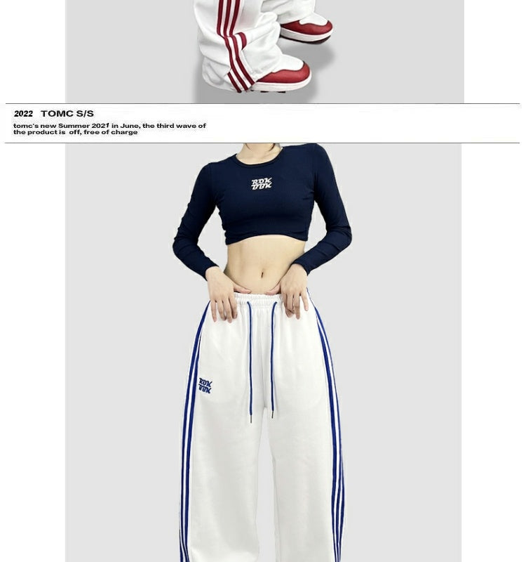 ROKBBK-K/Rokbbk-K Street Dance Fashion Brand Three-Stripe Track Pants Jazz DancejazzPants Women's Casual Trousers