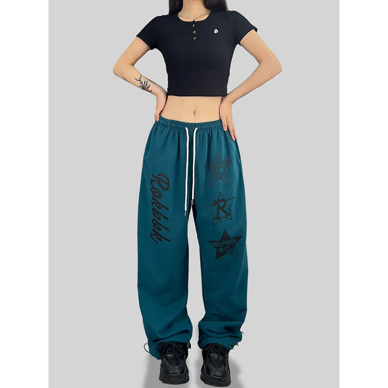 ROKBBK-K/Rokbbk-K Street Dance Fashion Brand JazzhiphopDance Letter PrintingjazzDancing Sports Pants Female