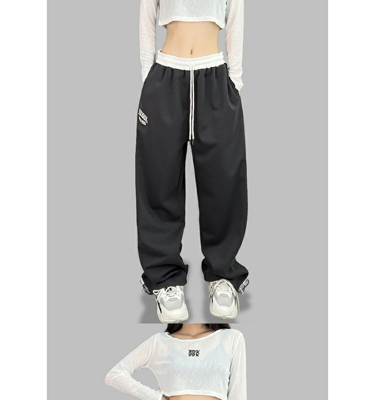 ROKBBK-K/Rokbbk-K Street Dance Fashion Brand Double Waist Contrast Color JazzjazzDancing SportshiphopWomen's Fashionable Trousers