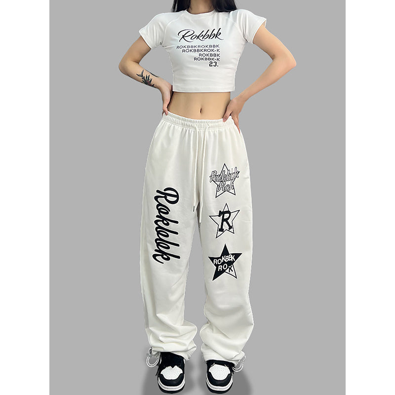 ROKBBK-K/Rokbbk-K Street Dance Fashion Brand JazzhiphopDance Letter PrintingjazzDancing Sports Pants Female