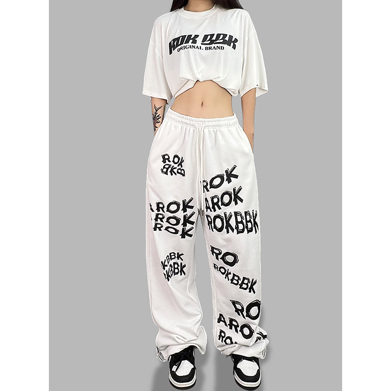 ROKBBK-K/Rokbbk-K Street Dance Fashion Brand Sports Style with Letters DancingjazzWomen's Trousers JazzhiphopSuit Tide