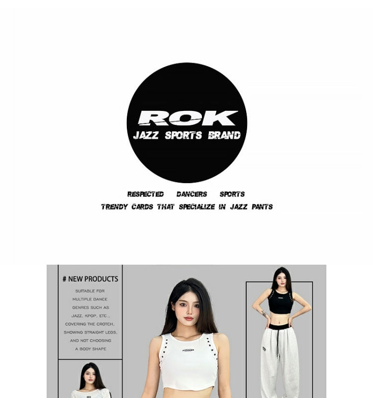 ROKBBK-K/Rokbbk-K Street Dance Fashion Brand Double Waist Contrast Color JazzjazzDancing SportshiphopWomen's Fashionable Trousers