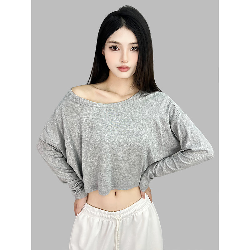ROKBBK-K/Rokbbk-K Hip Hop Fashion Brand Solid Color Clean Version Lazy Dancing Long Sleeve WomenjazzSports casual top
