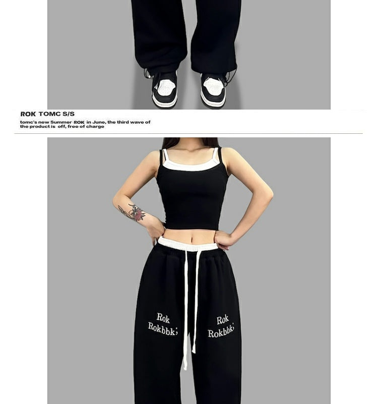 ROKBBK-K/Rokbbk-K Street Dance Fashion Brand Jazz DancejazzDouble Waist Printed TrousershiphopWomen's Sports Suit