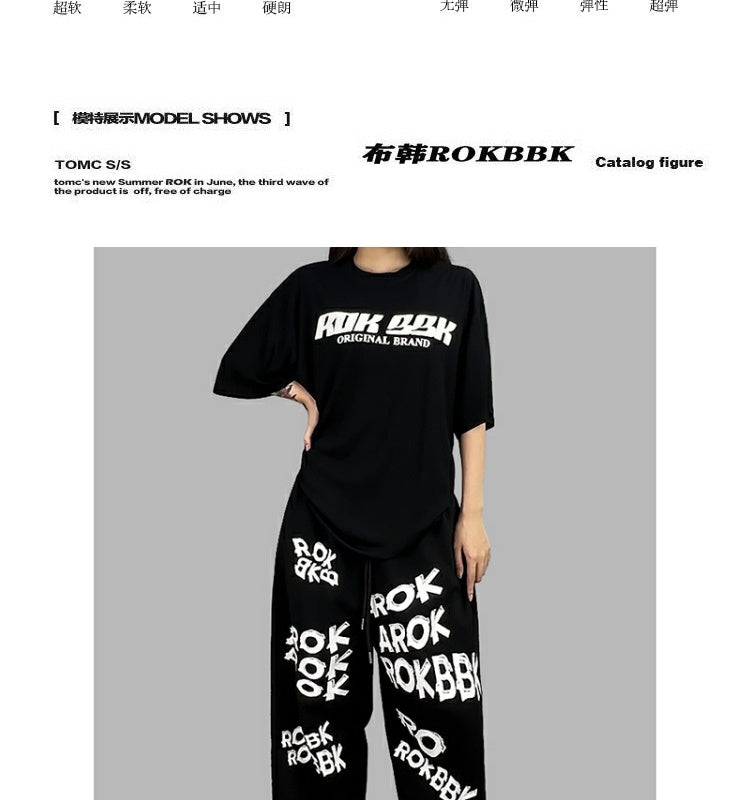 ROKBBK-K/Rokbbk-K Street Dance Fashion Brand Sports Style with Letters DancingjazzWomen's Trousers JazzhiphopSuit Tide