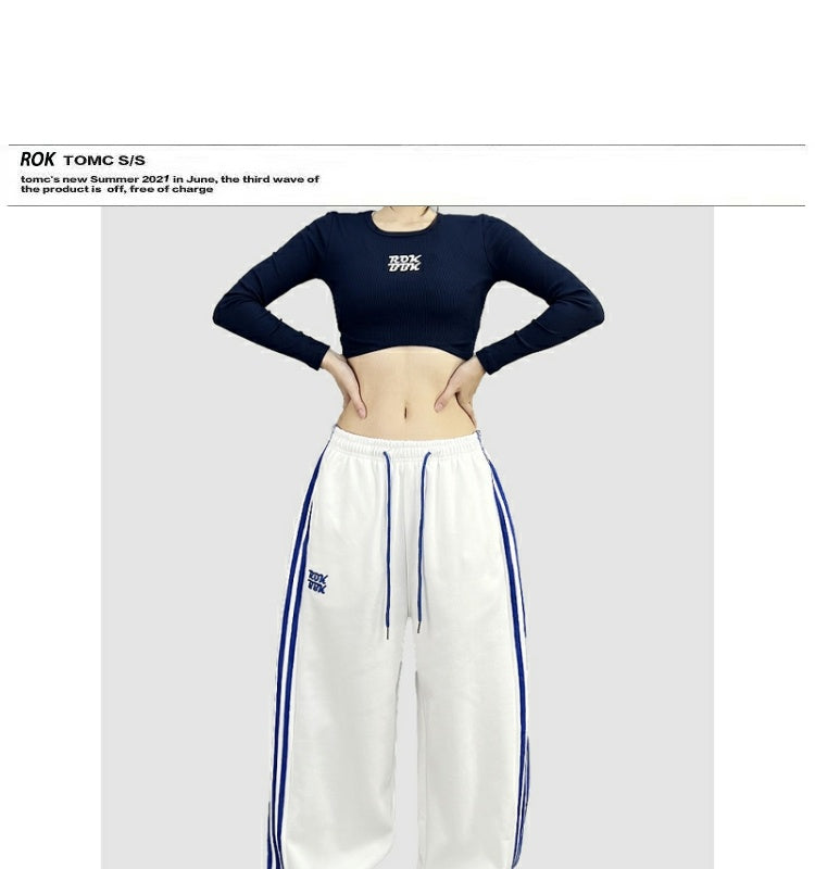 ROKBBK-K/Rokbbk-K Street Dance Fashion Brand Three-Stripe Track Pants Jazz DancejazzPants Women's Casual Trousers