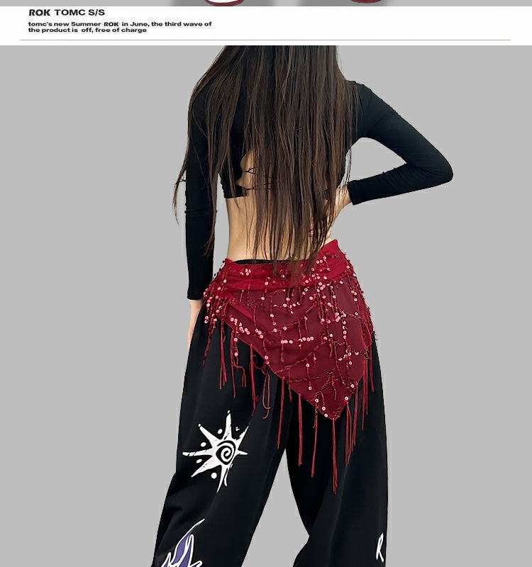 ROKBBK－K/Rokbbk-K Street Dance Fashion Brand Dice Printing Dancing JazzjazzTrousers Women's Sports Suit Clothing