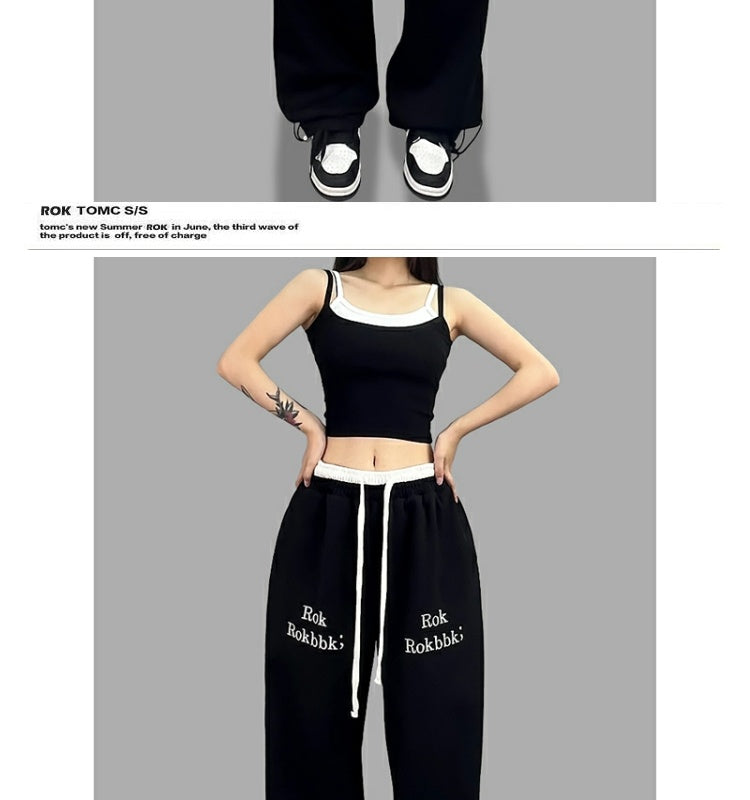 ROKBBK-K/Rokbbk-K Street Dance Fashion Brand Jazz DancejazzDouble Waist Printed TrousershiphopWomen's Sports Suit