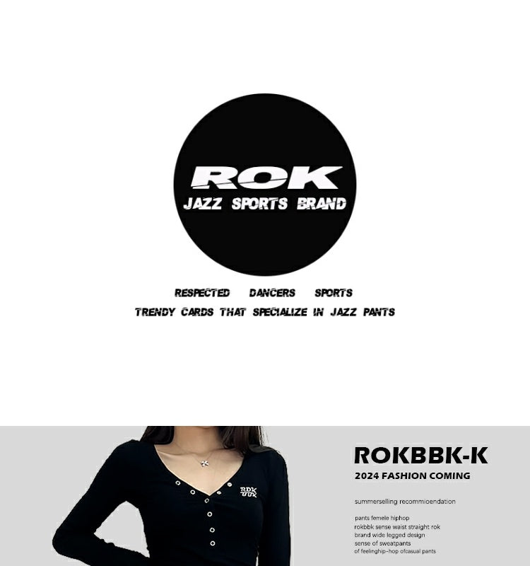 ROKBBK-K/Rokbbk-K Street Dance Fashion Brand Belt JazzhiphopDancing Trousers for WomenjazzFashion Sports Clothing