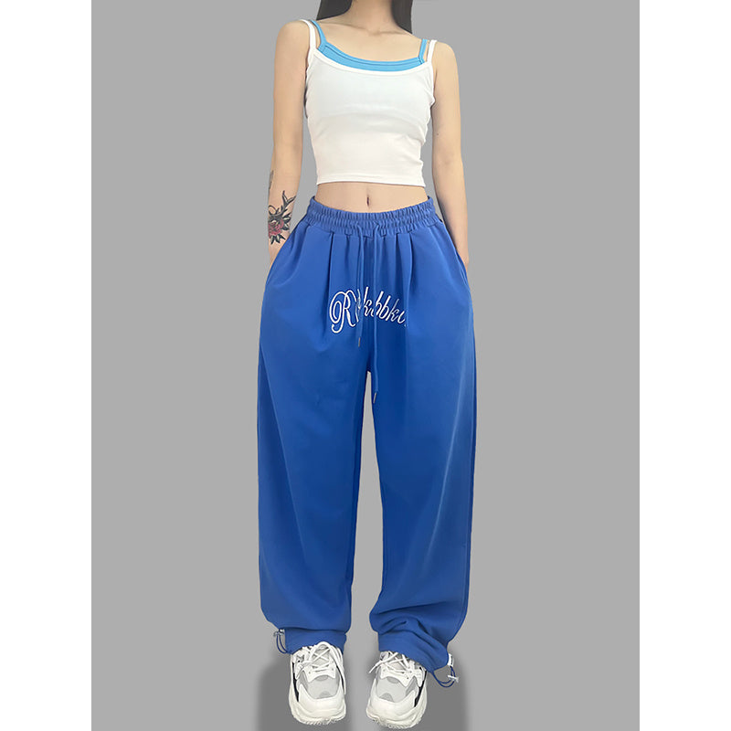 ROKBBK-K/Rokbbk-K Street Dance Fashion Brand Sapphire Blue Embroidery DancinghiphopWomen's Sweatpants JazzjazzSports Pants
