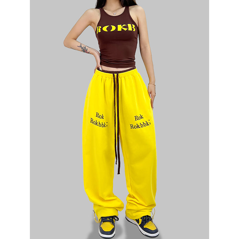 ROKBBK-K/Rokbbk-K Street Dance Fashion Brand JazzhiphopWomen's Double Waist Printed TrousersjazzSports Suit