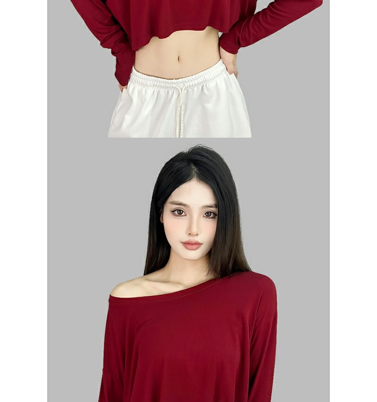 ROKBBK-K/Rokbbk-K Hip Hop Fashion Brand Solid Color Clean Version Lazy Dancing Long Sleeve WomenjazzSports casual top