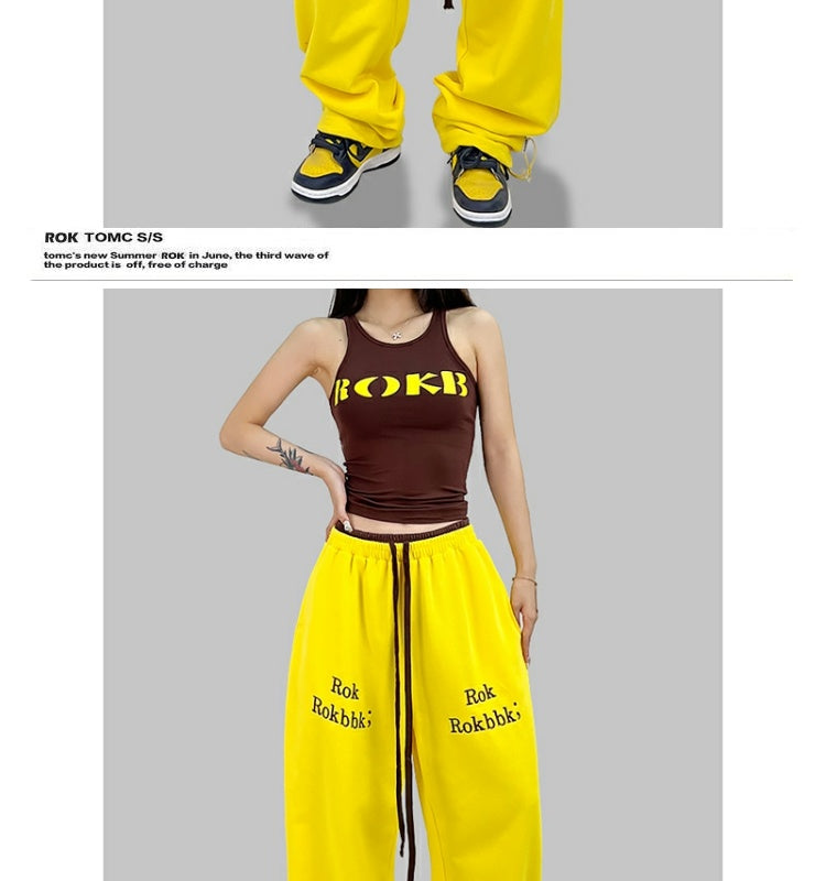 ROKBBK-K/Rokbbk-K Street Dance Fashion Brand JazzhiphopWomen's Double Waist Printed TrousersjazzSports Suit
