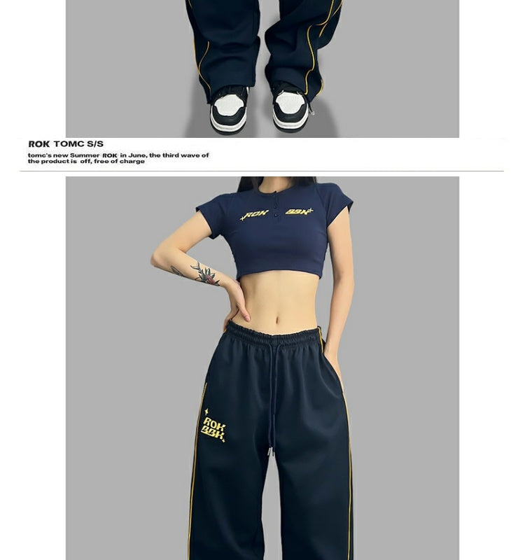 ROKBBK-K/Rokbbk-K Street Dance Fashion Brand Personalized Color Matching Jazz Dance Pants Women's American Style Hip Hop Street Sports Pants
