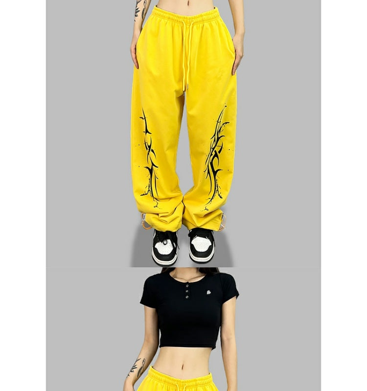 ROKBBK-K/Rokbbk-K Street Dance Fashion Brand JazzhiphopWomen's Four-Piece Printed Dancing TrousersjazzSports Pants