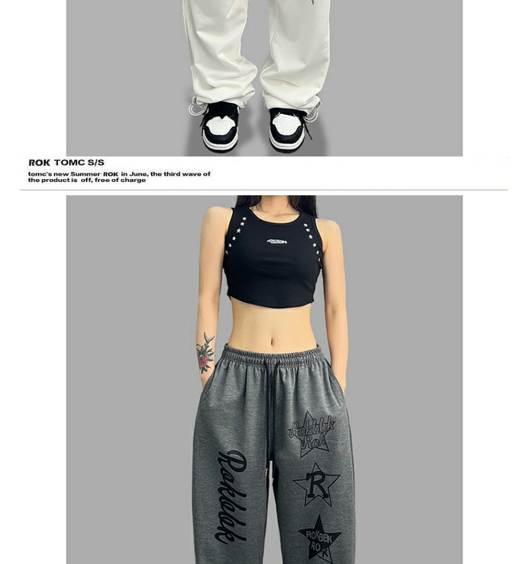 ROKBBK-K/Rokbbk-K Street Dance Fashion Brand JazzhiphopDance Letter PrintingjazzDancing Sports Pants Female