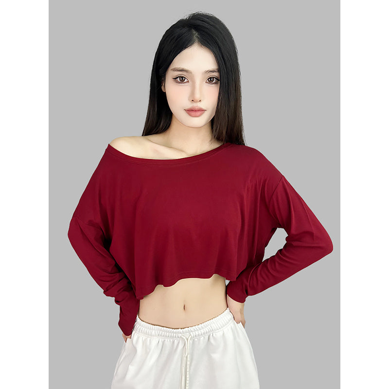 ROKBBK-K/Rokbbk-K Hip Hop Fashion Brand Solid Color Clean Version Lazy Dancing Long Sleeve WomenjazzSports casual top