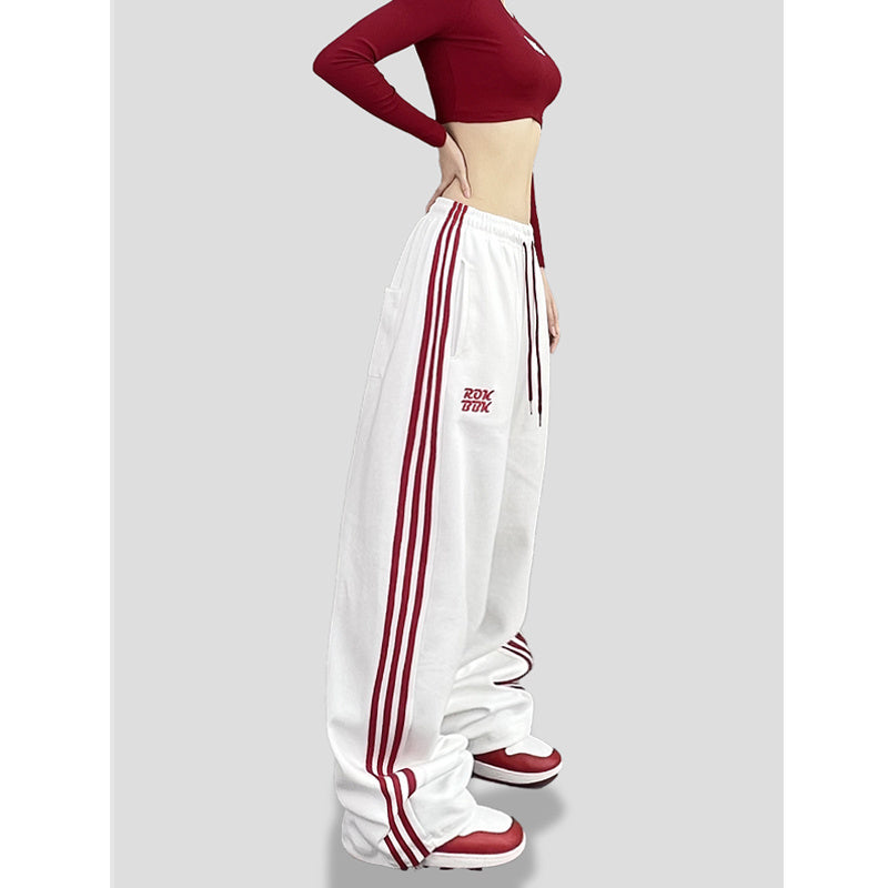 ROKBBK-K/Rokbbk-K Street Dance Fashion Brand Three-Stripe Track Pants Jazz DancejazzPants Women's Casual Trousers