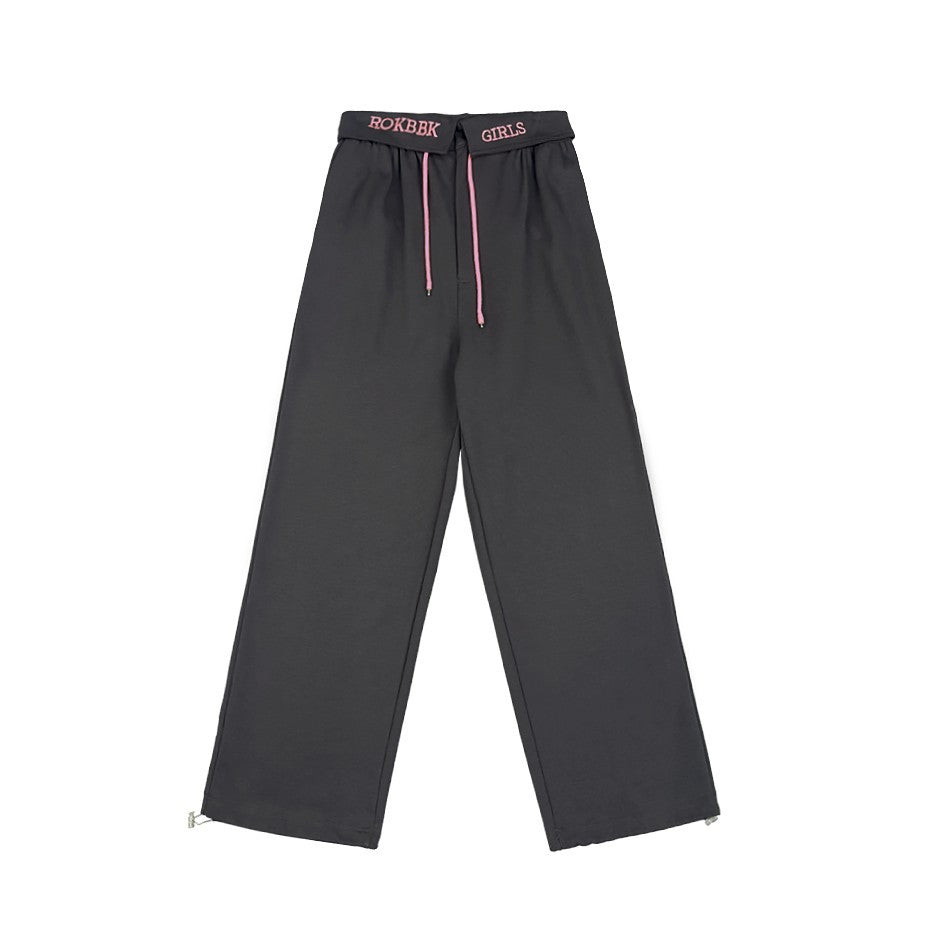 ROKBBK-K/Rokbbk-K Street Dance Fashion Brand Charcoal Gray Waist-Turning SportshiphopSuit Women's Jazz Sports Trousers