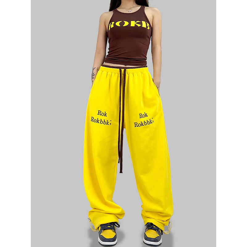 ROKBBK-K/Rokbbk-K Street Dance Fashion Brand JazzhiphopWomen's Double Waist Printed TrousersjazzSports Suit