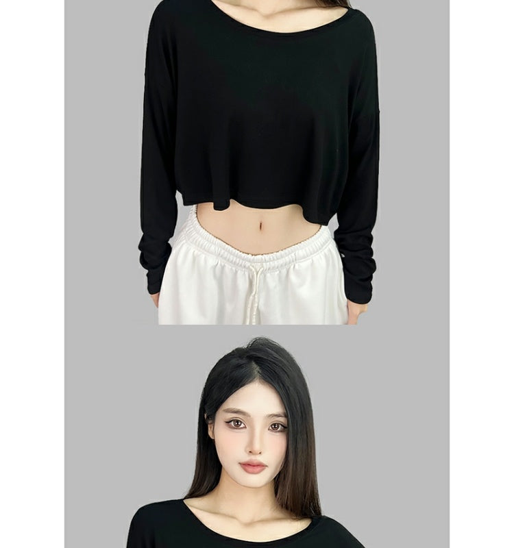 ROKBBK-K/Rokbbk-K Hip Hop Fashion Brand Solid Color Clean Version Lazy Dancing Long Sleeve WomenjazzSports casual top