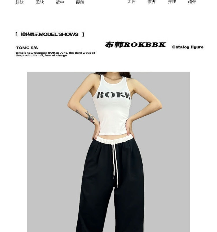 ROKBBK-K/Rokbbk-K Hip Hop Fashion Brand Double Waist Dancing SportshiphopWomen's TrousersjazzJazz Suit Tide