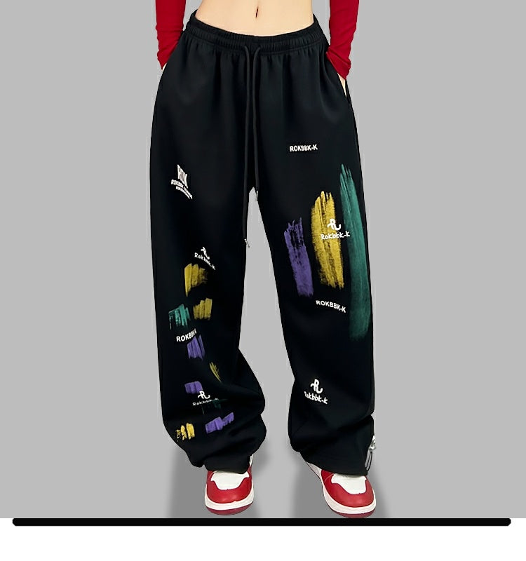 ROKBBK－K/Rokbbk-K Hip Hop Fashion Brand Colorful Cherry Blossom JazzhiphopSuit Women's Dancing Sports Trousers Tide