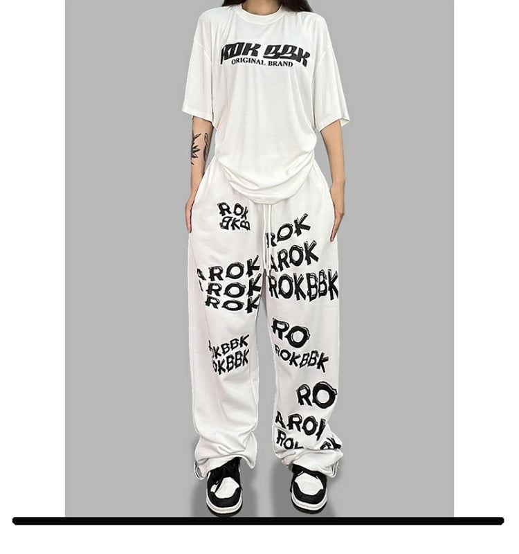 ROKBBK-K/Rokbbk-K Street Dance Fashion Brand Sports Style with Letters DancingjazzWomen's Trousers JazzhiphopSuit Tide