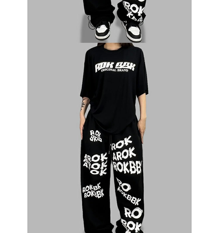ROKBBK-K/Rokbbk-K Street Dance Fashion Brand Sports Style with Letters DancingjazzWomen's Trousers JazzhiphopSuit Tide